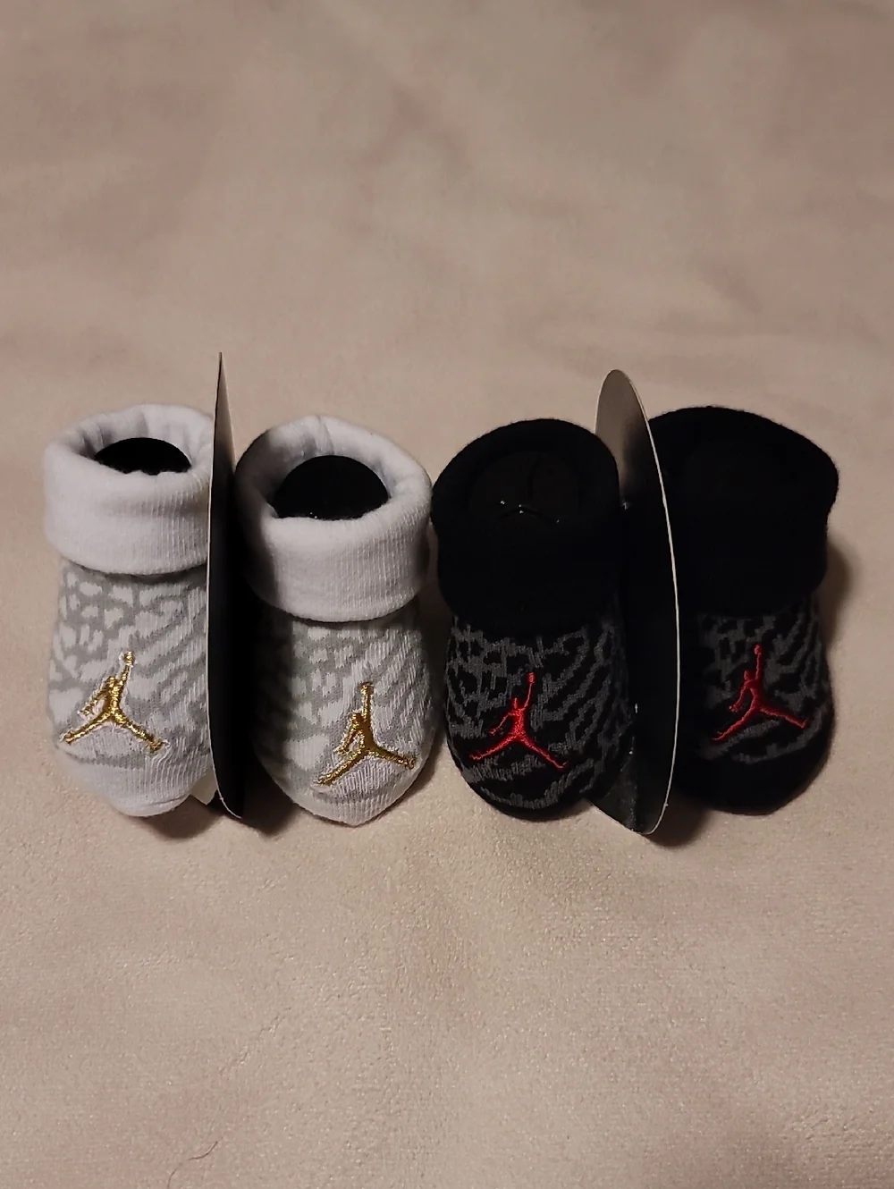 🖤 2pr Baby's First Air Jordan Nike Booties in White/Gray and Black/Gray NB-6M🖤